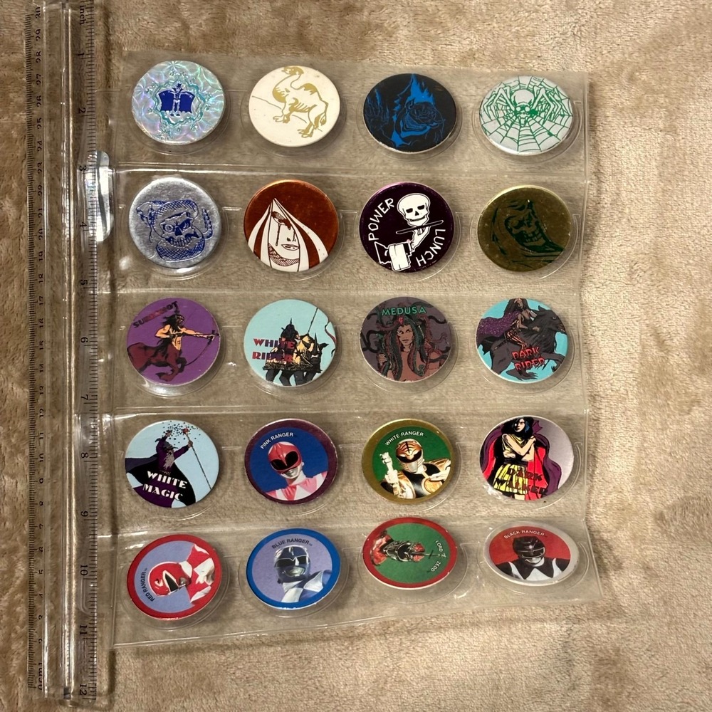 Vintage 90s POG Lot w/ Slammers Power Rangers The Tick Milk Caps Collection